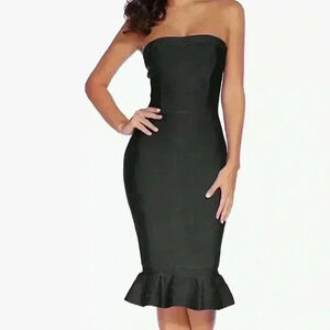 Meliun Strapless Bandage Bodycon Midi Dress